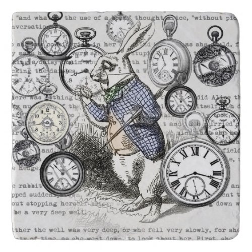 White Rabbit Alice in Wonderland Clocks Trivet