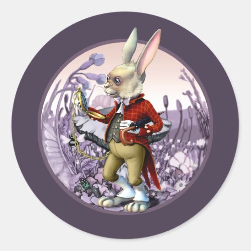 White Rabbit  Alice in Wonderland Easter Classic Round Sticker