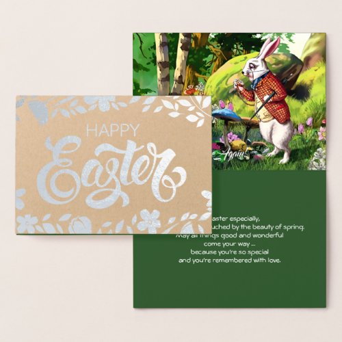 White Rabbit  Alice in Wonderland Easter Foil Card