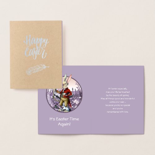 White Rabbit  Alice in Wonderland Easter Foil Card