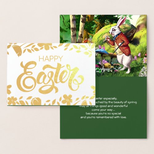 White Rabbit  Alice in Wonderland Easter Foil Card