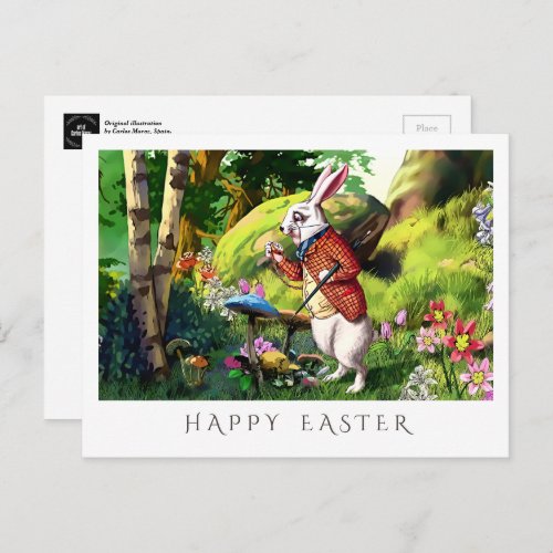 White Rabbit  Alice in Wonderland Easter Postcard