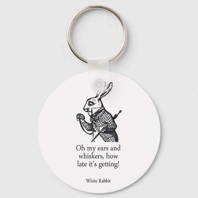White Rabbit Alice in Wonderland Keychain (Front)