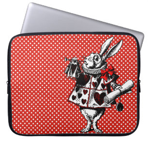 White Rabbit Alice in Wonderland Polka Dots Laptop Sleeve