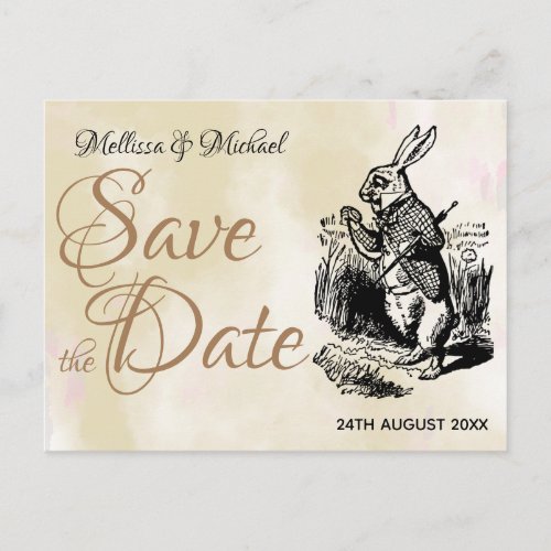 White Rabbit Alice in Wonderland Save the Date Postcard