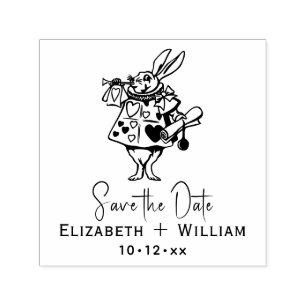 White Rabbit Alice in Wonderland Save the Date Self-inking Stamp