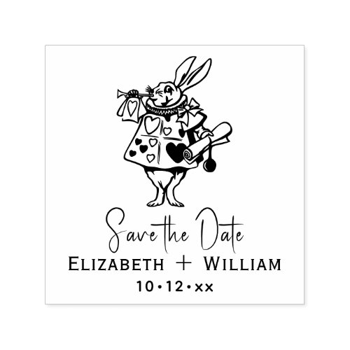 White Rabbit Alice in Wonderland Save the Date Self_inking Stamp