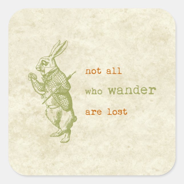 White Rabbit, Alice in Wonderland Square Sticker (Front)