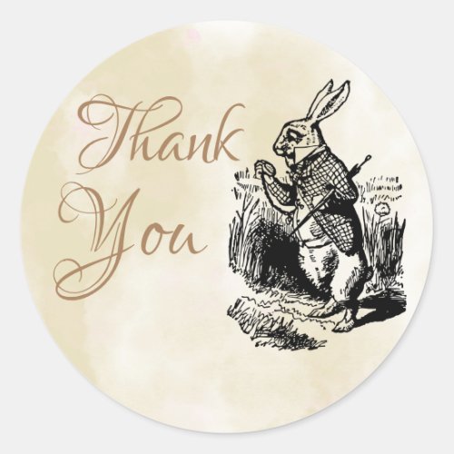 White Rabbit Alice in Wonderland Thank You Favors Classic Round Sticker