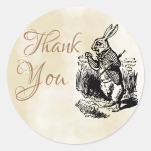 White Rabbit Alice in Wonderland Thank You Favors Classic Round Sticker