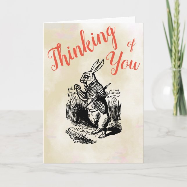 White Rabbit Alice in Wonderland Thinking of You Card (Front)