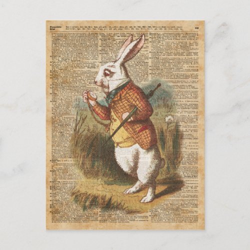 White Rabbit Alice in Wonderland Vintage Art Postcard