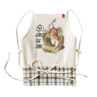 White Rabbit Alice in Wonderland Vintage Art Zazzle HEART Apron