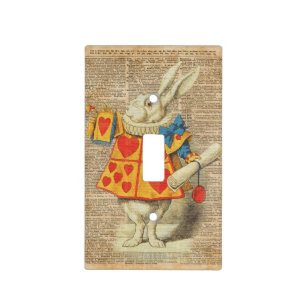 White Rabbit Alice in Wonderland Vintage Artwork Light Switch Cover