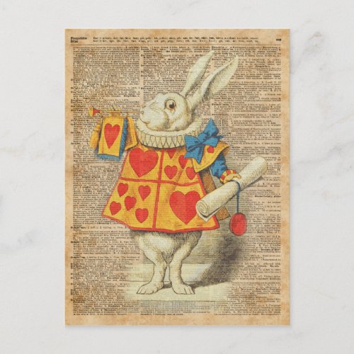 White Rabbit Alice in Wonderland Vintage Artwork Postcard