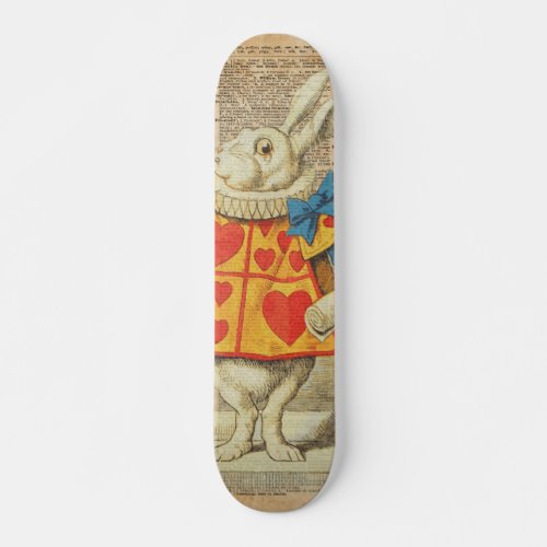 White Rabbit Alice in Wonderland Vintage Artwork Skateboard