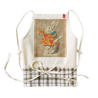 White Rabbit Alice in Wonderland Vintage Artwork Zazzle HEART Apron