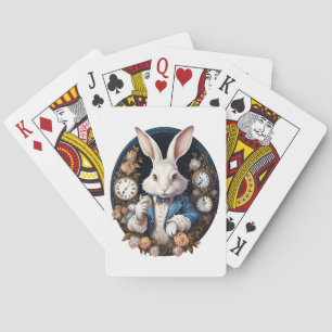 White Rabbit Alice in Wonderland Watches and roses Poker Cards