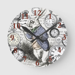 White Rabbit Alice Wonderland Clocks Art