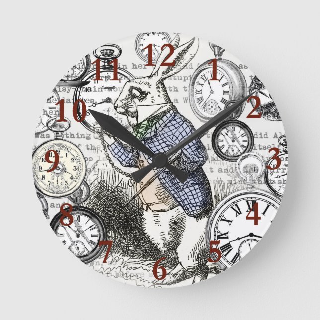 White Rabbit Alice Wonderland Clocks Art (Front)