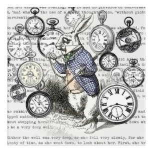 White Rabbit Alice Wonderland Clocks Art