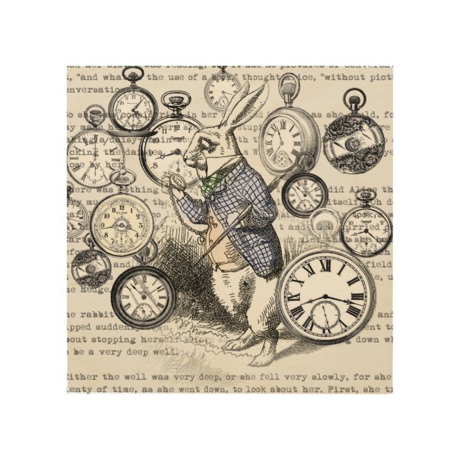 White Rabbit Alice Wonderland Clocks Art (Front)