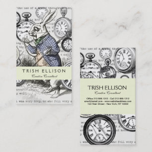 White Rabbit Alice Wonderland Clocks Art Business Card