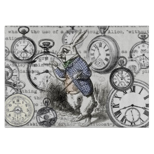 White Rabbit Alice Wonderland Clocks Art Cutting Board
