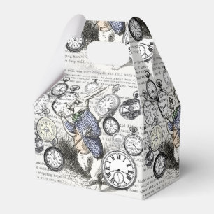 White Rabbit Alice Wonderland Clocks Art Favor Boxes