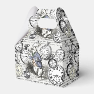 White Rabbit Alice Wonderland Clocks Art Favor Boxes