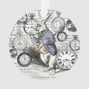 White Rabbit Alice Wonderland Clocks Art Ornament