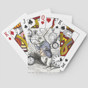 White Rabbit Alice Wonderland Clocks Art Poker Cards