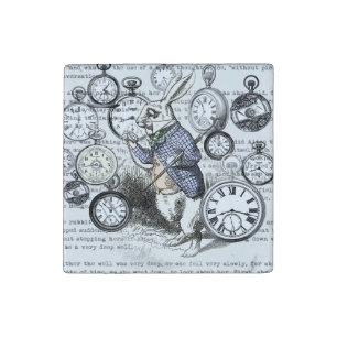 White Rabbit Alice Wonderland Clocks Art Stone Magnet