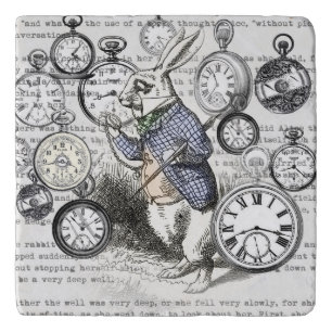 White Rabbit Alice Wonderland Clocks Art Trivet