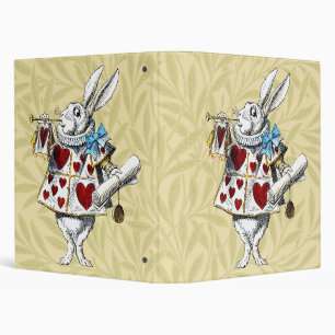 White Rabbit Alice Wonderland Hearts 3 Ring Binder