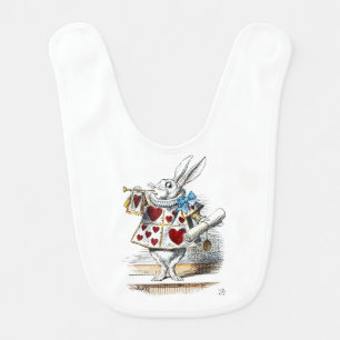White Rabbit Alice Wonderland Hearts Baby Bib