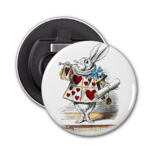 White Rabbit Alice Wonderland Hearts Bottle Opener