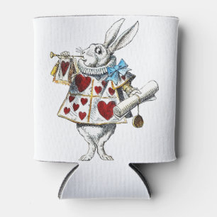 White Rabbit Alice Wonderland Hearts Can Cooler