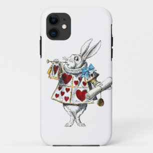 White Rabbit Alice Wonderland Hearts iPhone 11 Case