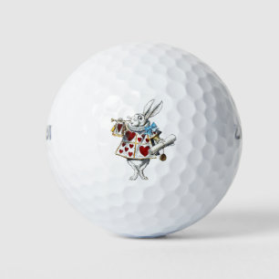 White Rabbit Alice Wonderland Hearts Golf Balls