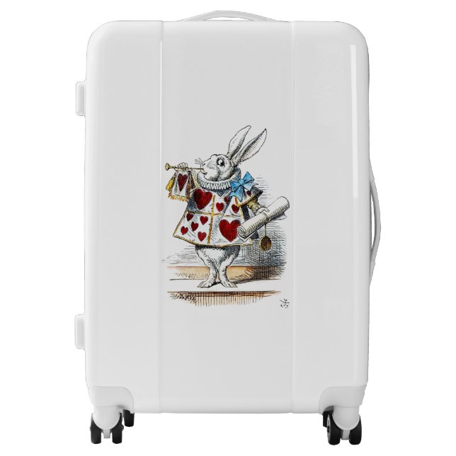 White Rabbit Alice Wonderland Hearts Luggage (Front)