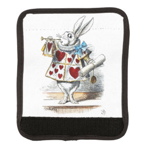 White Rabbit Alice Wonderland Hearts Luggage Handle Wrap