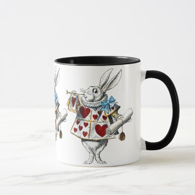 White Rabbit Alice Wonderland Hearts Mug (Right)