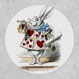 White Rabbit Alice Wonderland Hearts Patch