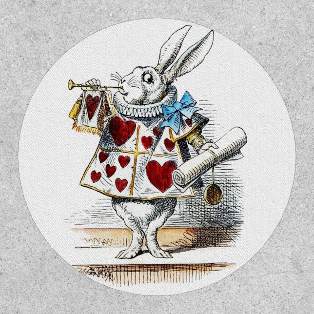 White Rabbit Alice Wonderland Hearts Patch (Front)