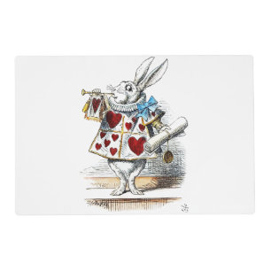 White Rabbit Alice Wonderland Hearts Placemat