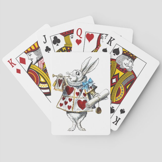 White Rabbit Alice Wonderland Hearts Poker Cards (Back)