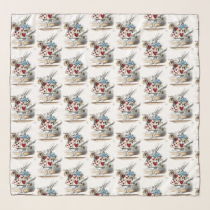 White Rabbit Alice Wonderland Hearts Scarf