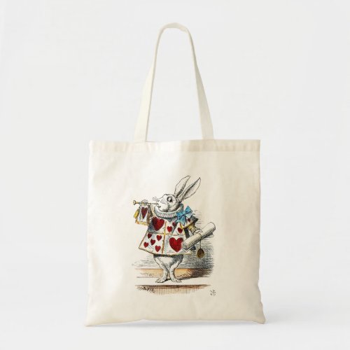 White Rabbit Alice Wonderland Hearts Tote