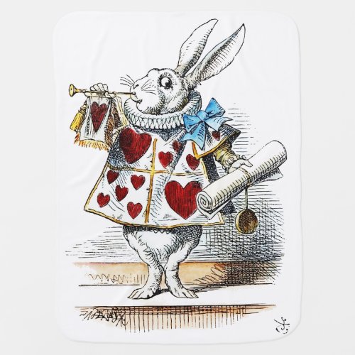 White Rabbit Alice Wonderland Hearts Tote Baby Blanket